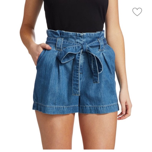 L'AGENCE Pants - L'AGENCE Hillary Paperbag-Waist Denim Shorts